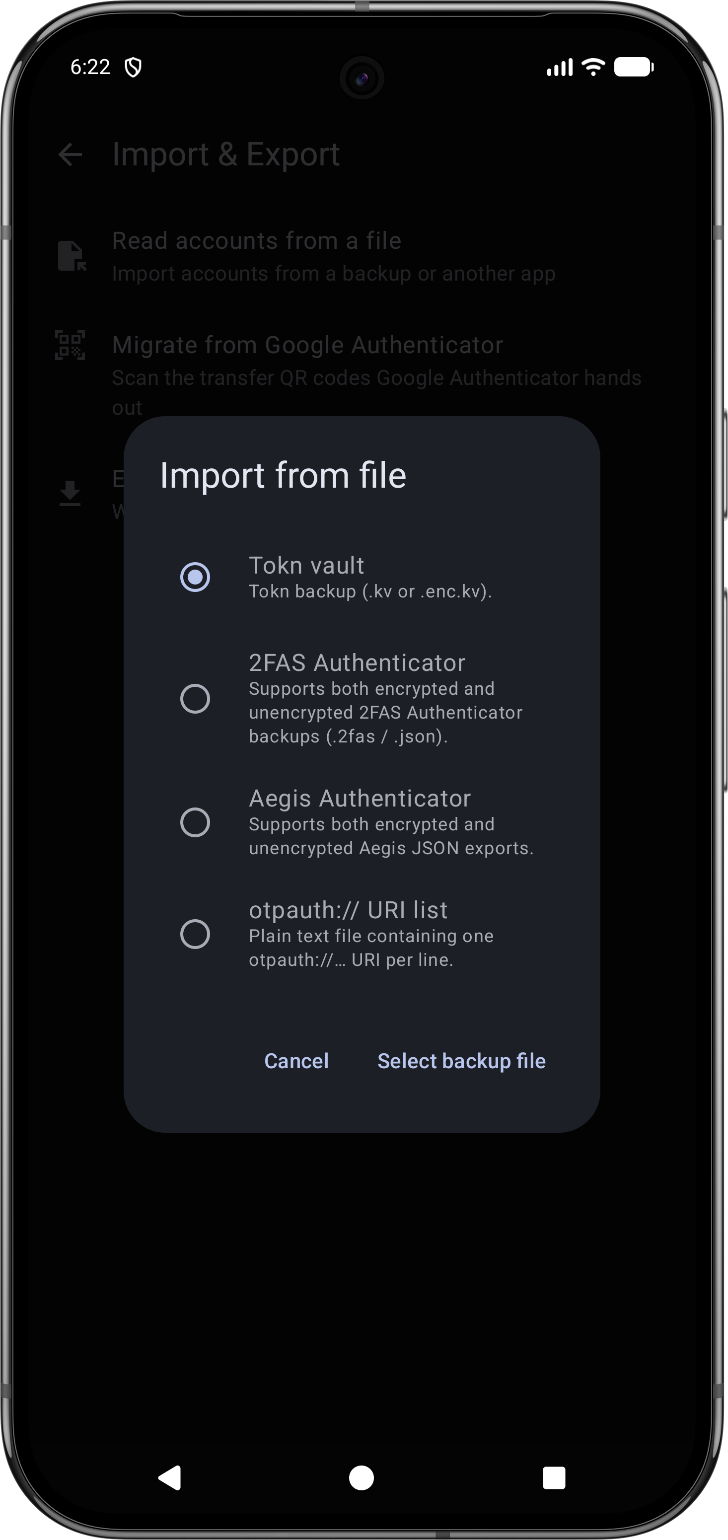 Picking an import source